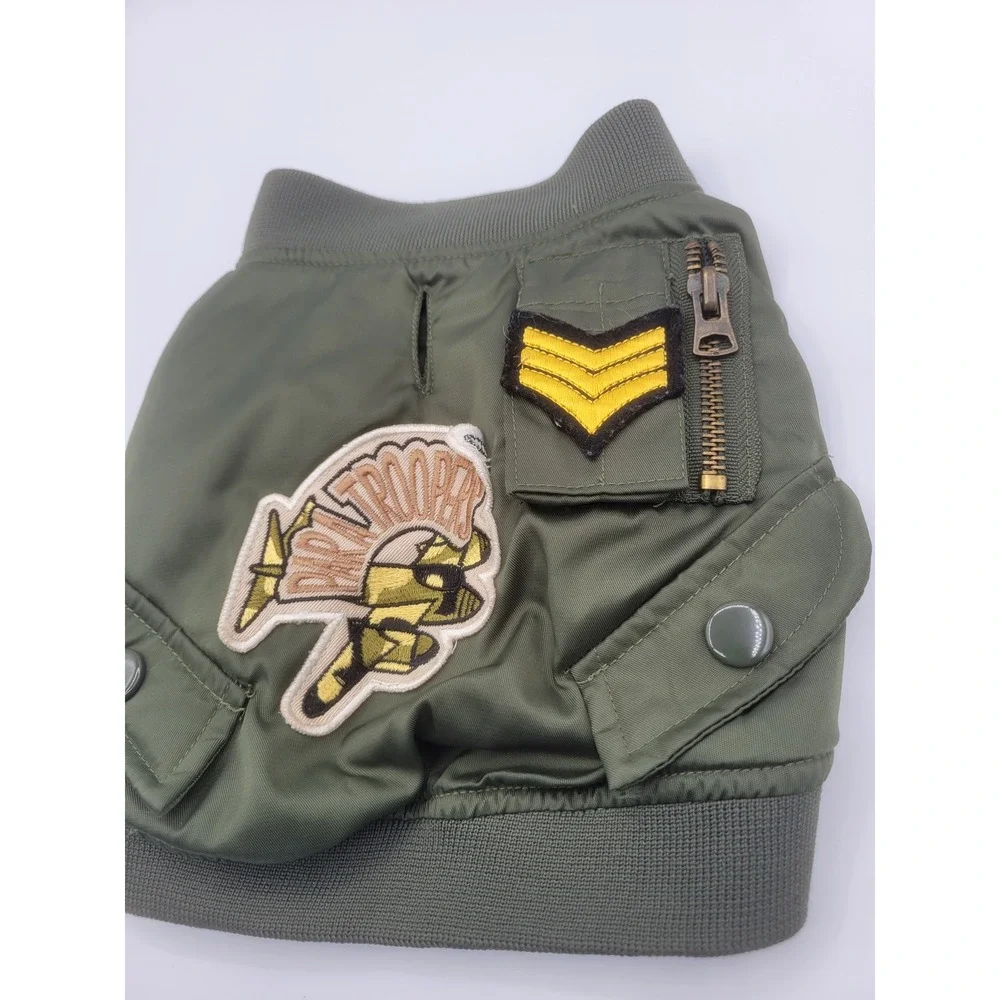 Top Gun Air Force Pet apparel Bomber Jacket Green Military Flight Coat Small
